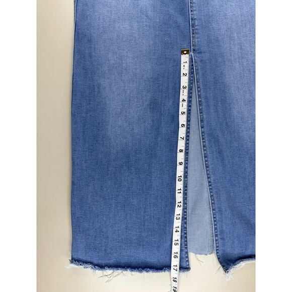 OAT New York Denim Maxi Skirt 10/30 Blue Jean Center Slit Y2K Cowboy Retro Rodeo - Picture 3 of 12